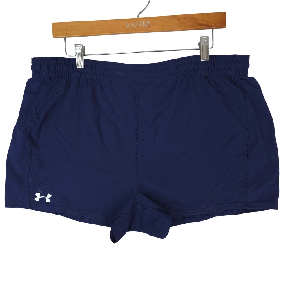 Under Armour Athletic‎ Shorts Womens XL 36x3 Navy Blue Running Gym Performance